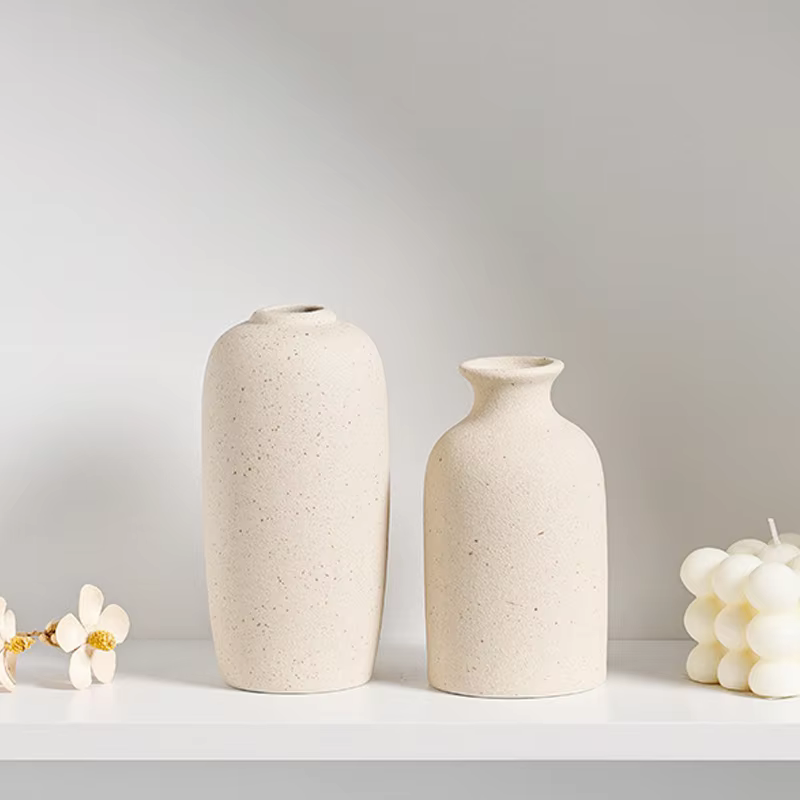 Keramik-Vase in Sandstein-Optik