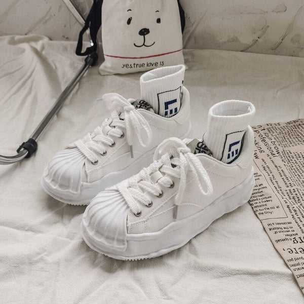 Damen Canvas Sneakers mit Plateau