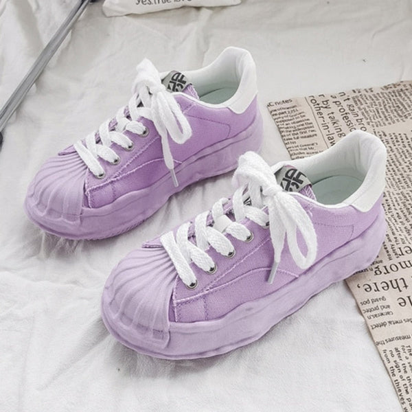 Damen Canvas Sneakers mit Plateau