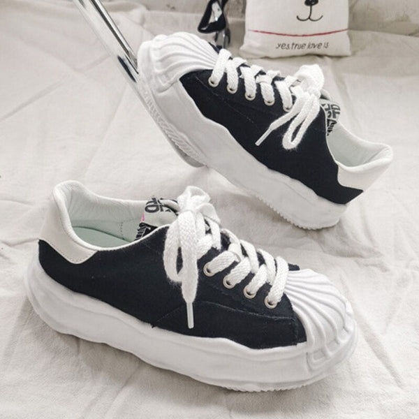 Damen Canvas Sneakers mit Plateau