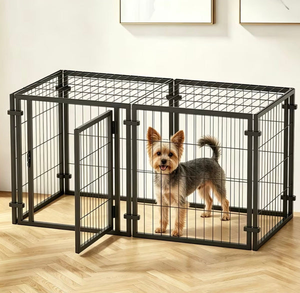 6-teiliges Premium Hunde-Freilaufgehege mit Dach (122 cm x 61 cm)