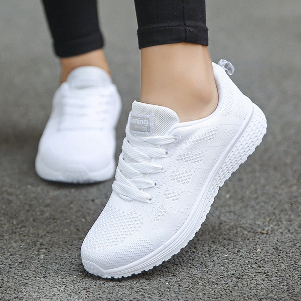 Weiße Damen Mesh-Sneaker