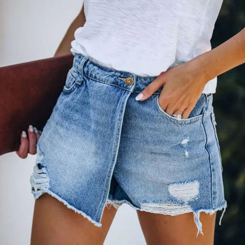 Zerrissene Damen-Jeansshorts