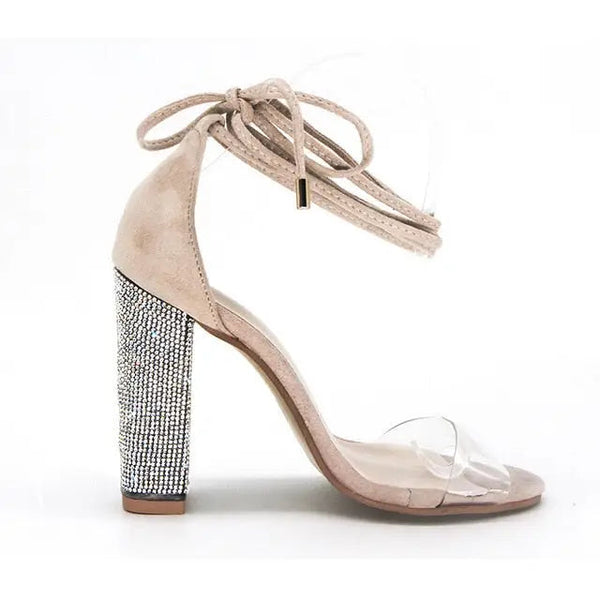 Strass Sandalen mit Blockabsatz