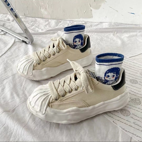 Damen Canvas Sneakers mit Plateau