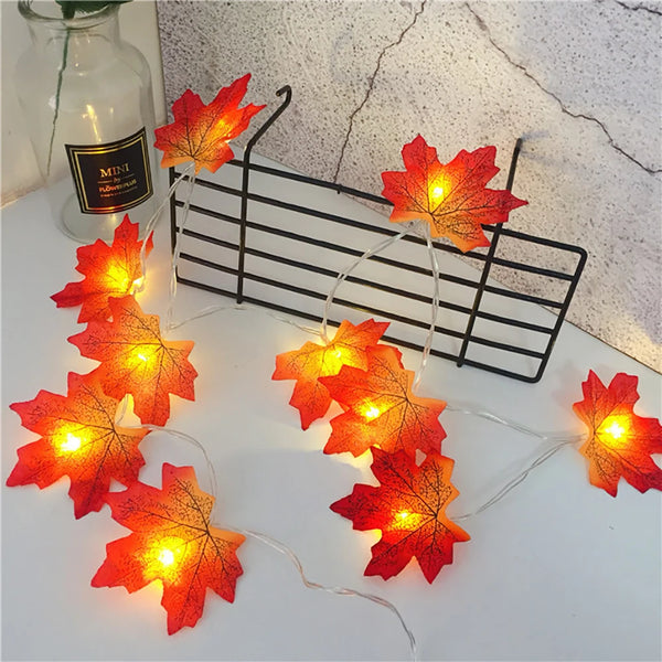 LED Lichterkette mit Künstlichen Ahornblättern für Herbst Deko