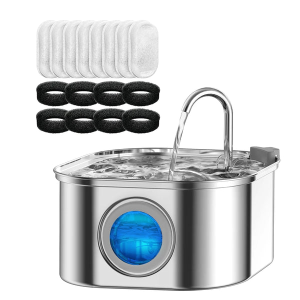 Transparenter Katzenwasserbrunnen Mit Sensor 3,2L Edelstahl Und Automatischer Filter