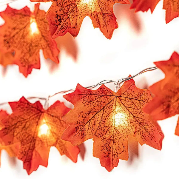 LED Lichterkette mit Künstlichen Ahornblättern für Herbst Deko