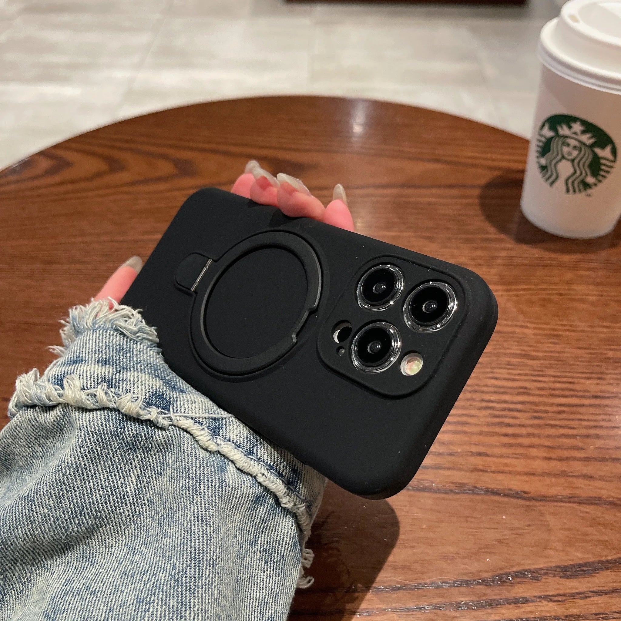 Original MaxGear iPhone Hülle – MagSafe kompatibel, Silikon + Acryl, mit Ring/Kickstand