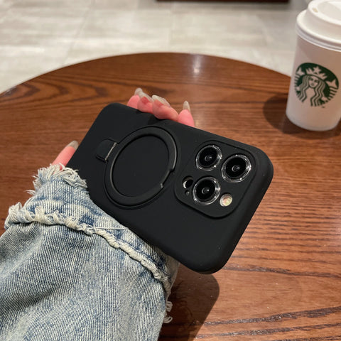 Original MaxGear iPhone Hülle – MagSafe kompatibel, Silikon + Acryl, mit Ring/Kickstand