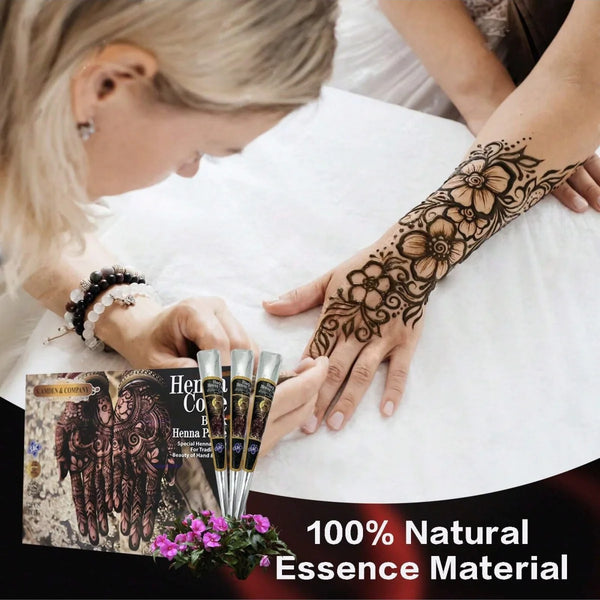Wasserfeste Henna Tattoo Creme – Temporäre Körperkunst in Schwarz & Braun