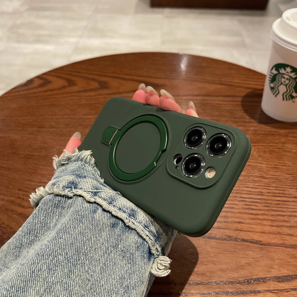 Original MaxGear iPhone Hülle – MagSafe kompatibel, Silikon + Acryl, mit Ring/Kickstand