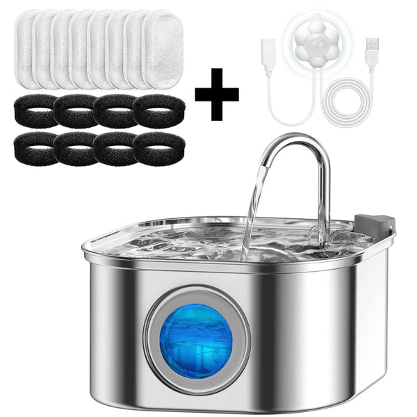 Transparenter Katzenwasserbrunnen Mit Sensor 3,2L Edelstahl Und Automatischer Filter
