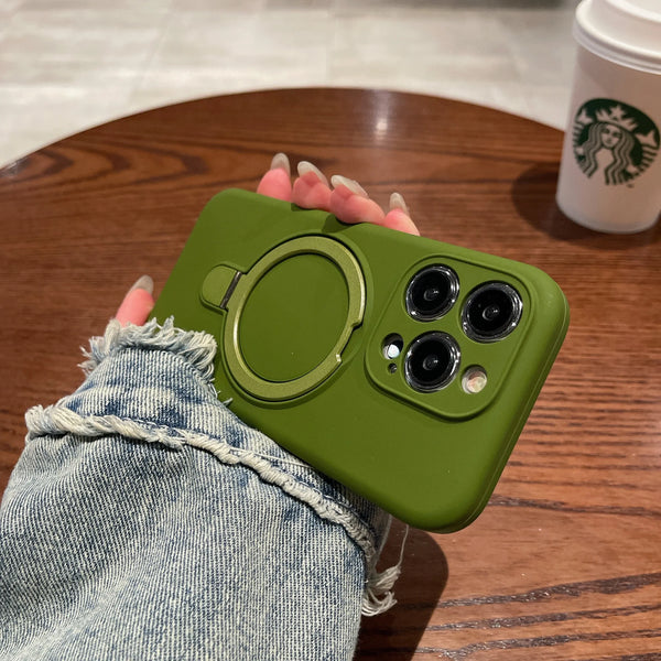 Original MaxGear iPhone Hülle – MagSafe kompatibel, Silikon + Acryl, mit Ring/Kickstand