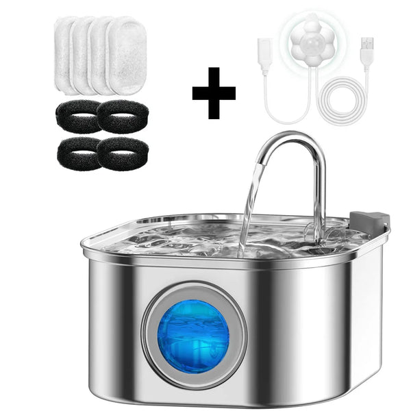 Transparenter Katzenwasserbrunnen Mit Sensor 3,2L Edelstahl Und Automatischer Filter