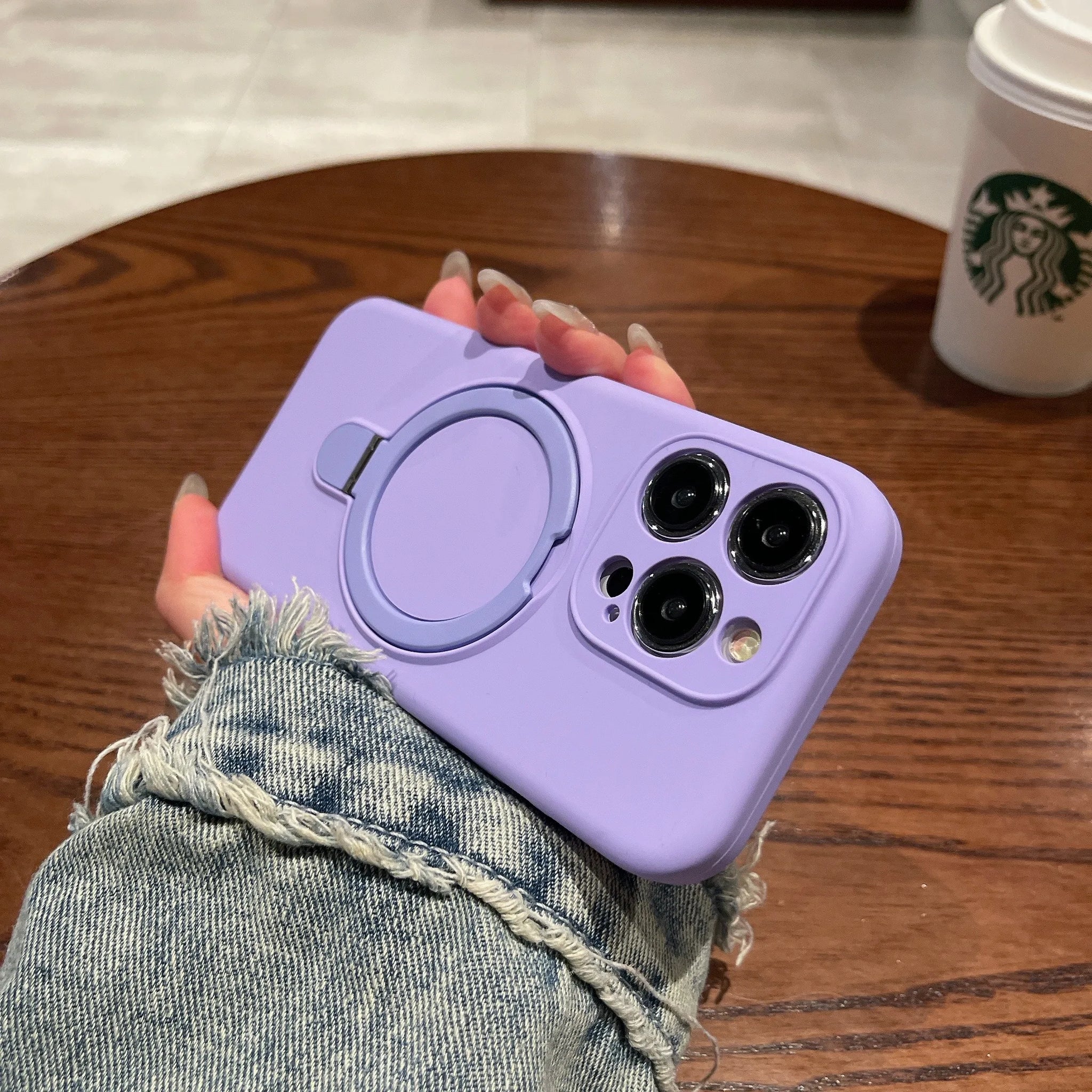 Original MaxGear iPhone Hülle – MagSafe kompatibel, Silikon + Acryl, mit Ring/Kickstand