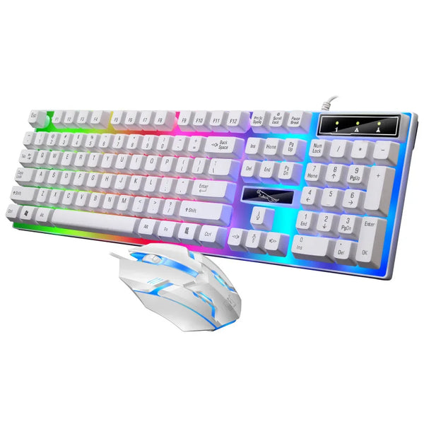 RGB LED Gaming Tastatur und Maus Set – 104-Tasten Kabelgebundenes Gaming-Tastatur und Maus Set für PC, Laptop, Notebook und Tablet