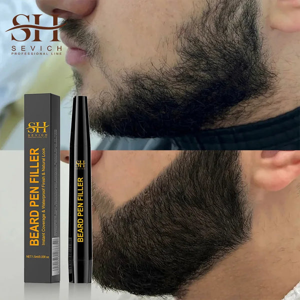 Wasserfester Bart-Filler-Stift für Männer – Bart- & Schnurrbart-Korrekturstift mit Farbfasern | Beard Pen Black