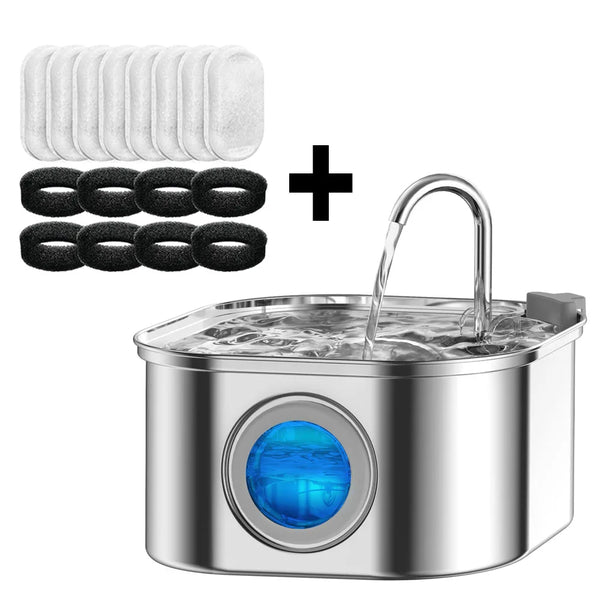 Transparenter Katzenwasserbrunnen Mit Sensor 3,2L Edelstahl Und Automatischer Filter