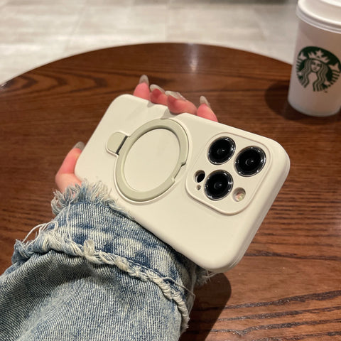 Original MaxGear iPhone Hülle – MagSafe kompatibel, Silikon + Acryl, mit Ring/Kickstand