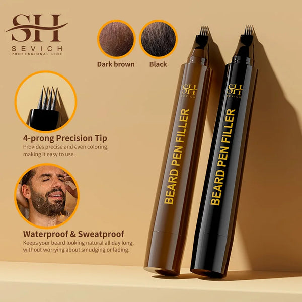 Wasserfester Bart-Filler-Stift für Männer – Bart- & Schnurrbart-Korrekturstift mit Farbfasern | Beard Pen Black