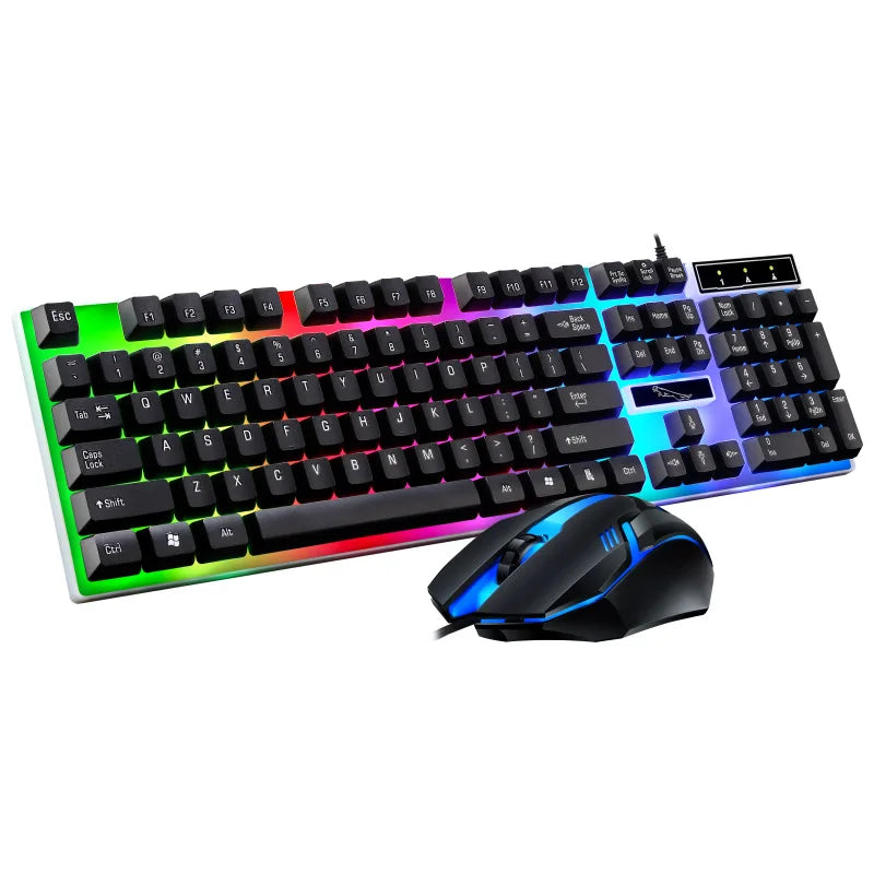 RGB LED Gaming Tastatur und Maus Set – 104-Tasten Kabelgebundenes Gaming-Tastatur und Maus Set für PC, Laptop, Notebook und Tablet