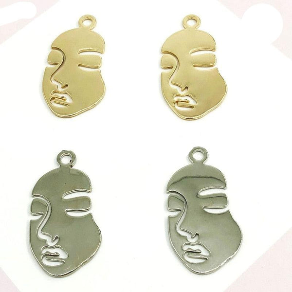 Gesichtsform Anhänger Gold 10er Set