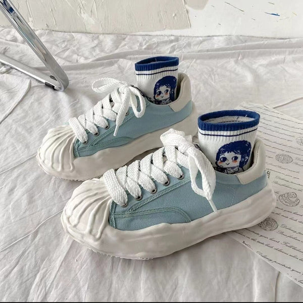 Damen Canvas Sneakers mit Plateau