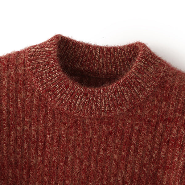 Mink Cashmere™ – Damen Strickpullover „Color Yarn“ für Herbst/Winter – Lockerer Mock Neck Pullover