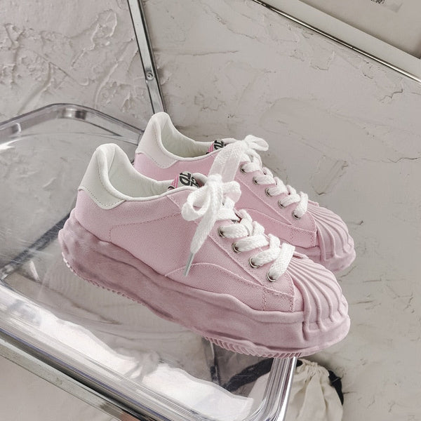 Damen Canvas Sneakers mit Plateau