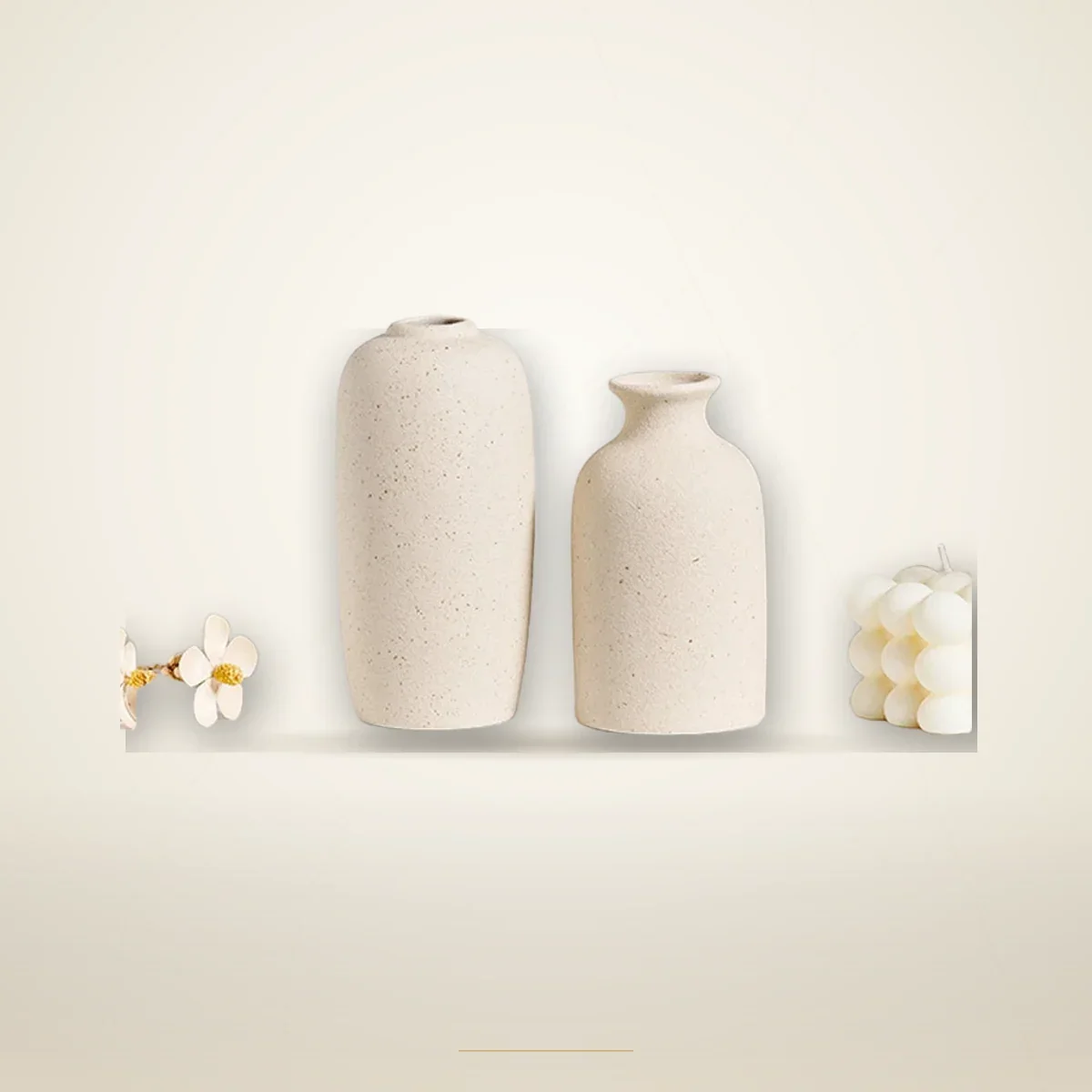 Keramik-Vase in Sandstein-Optik