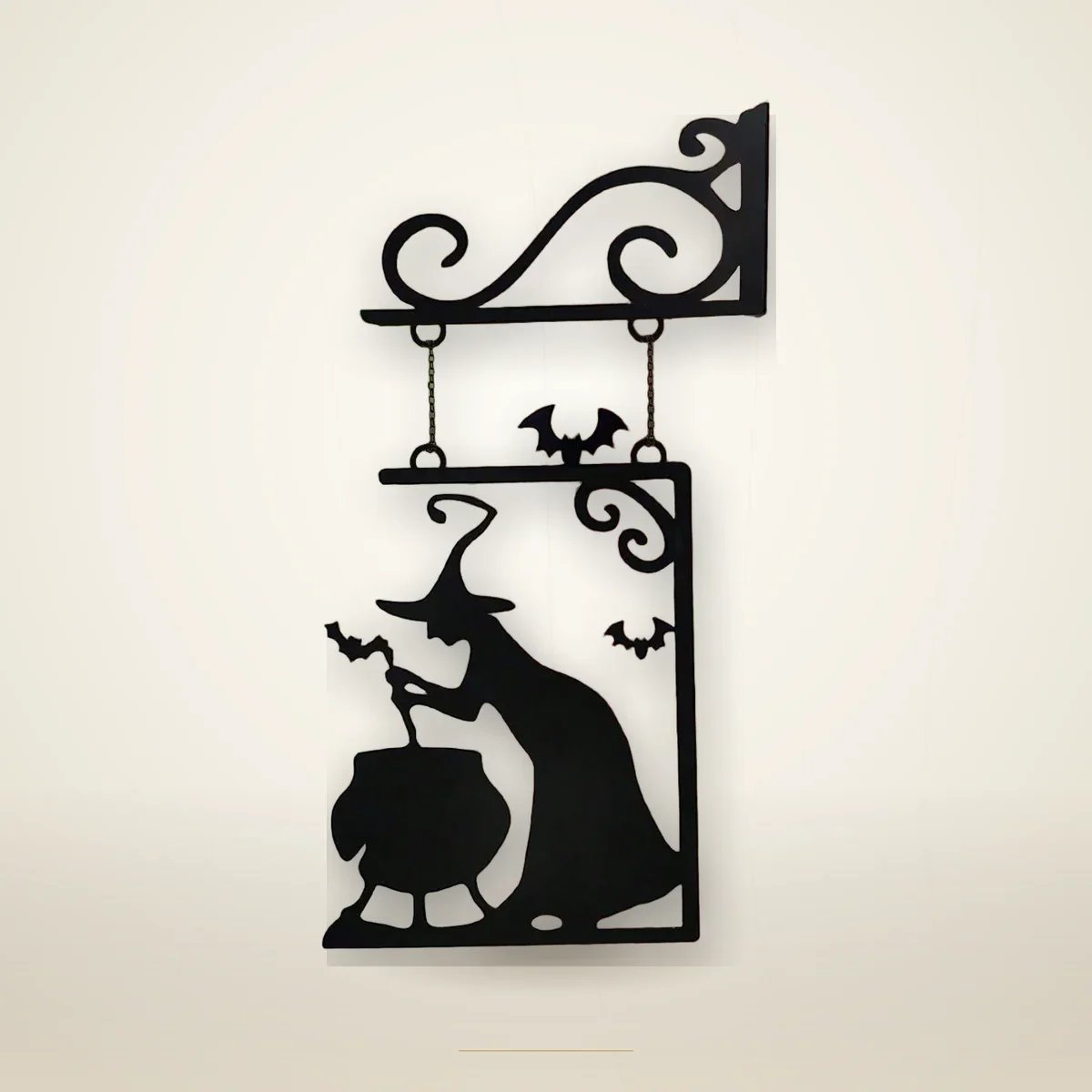 Hexen-Schild aus Metall mit Wandhalter